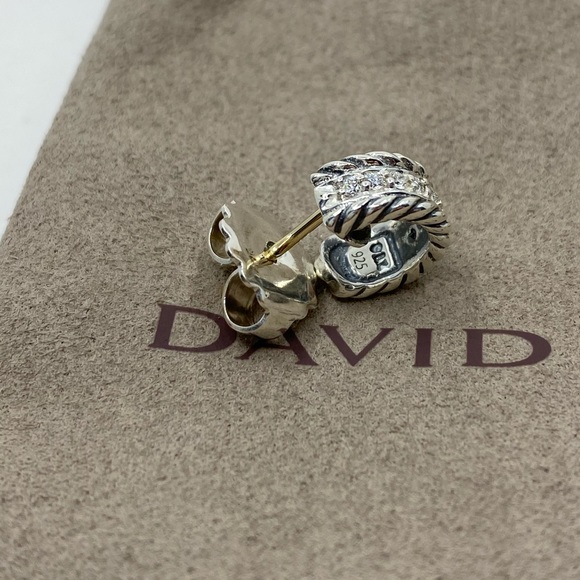 David Yurman Huggie Earrings with Pave Diamonds - Picture 4 of 5